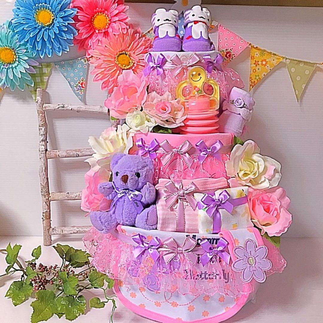 おむつケーキ・3段・男の子・水色・特大