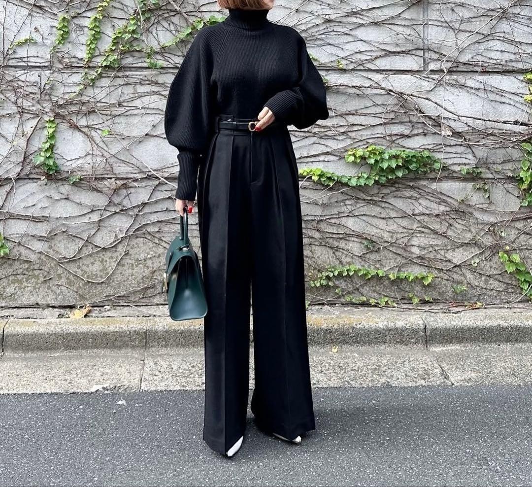 美品♡【Cygne】タートルニット コクーンスリーブ Rene ブラック 黒