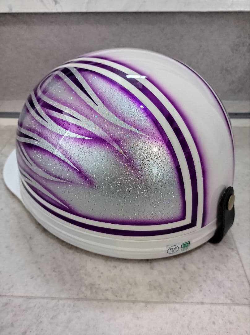 カスタムコルク半　白✘Candyパープルファイヤー　七色ラメ