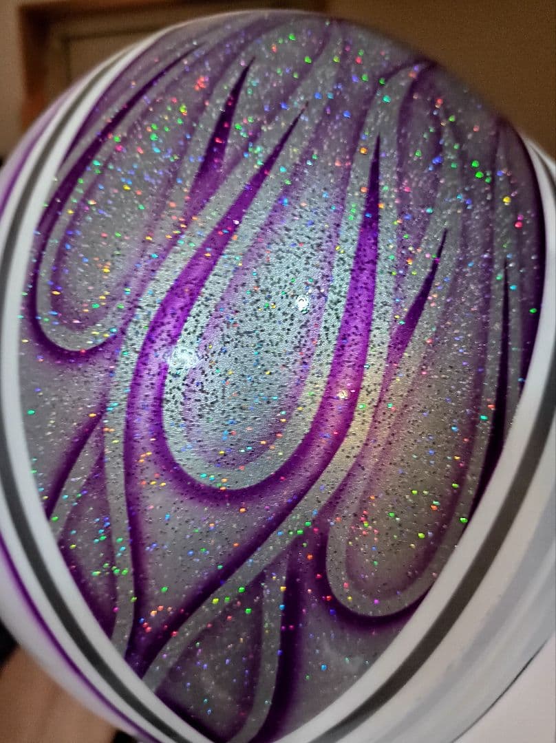 カスタムコルク半　白✘Candyパープルファイヤー　七色ラメ