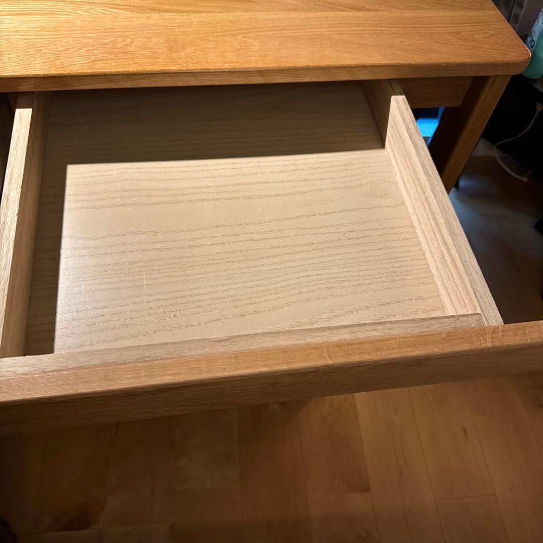 無印良品　オーク材　無垢材デスク(引出・足元棚付) 説明書付き