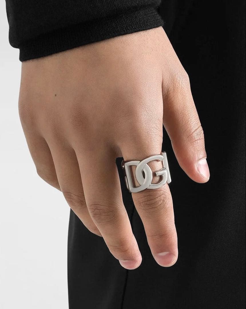 DOLCE&GABBANA シルバー DG ロゴ リング サイズ: 9