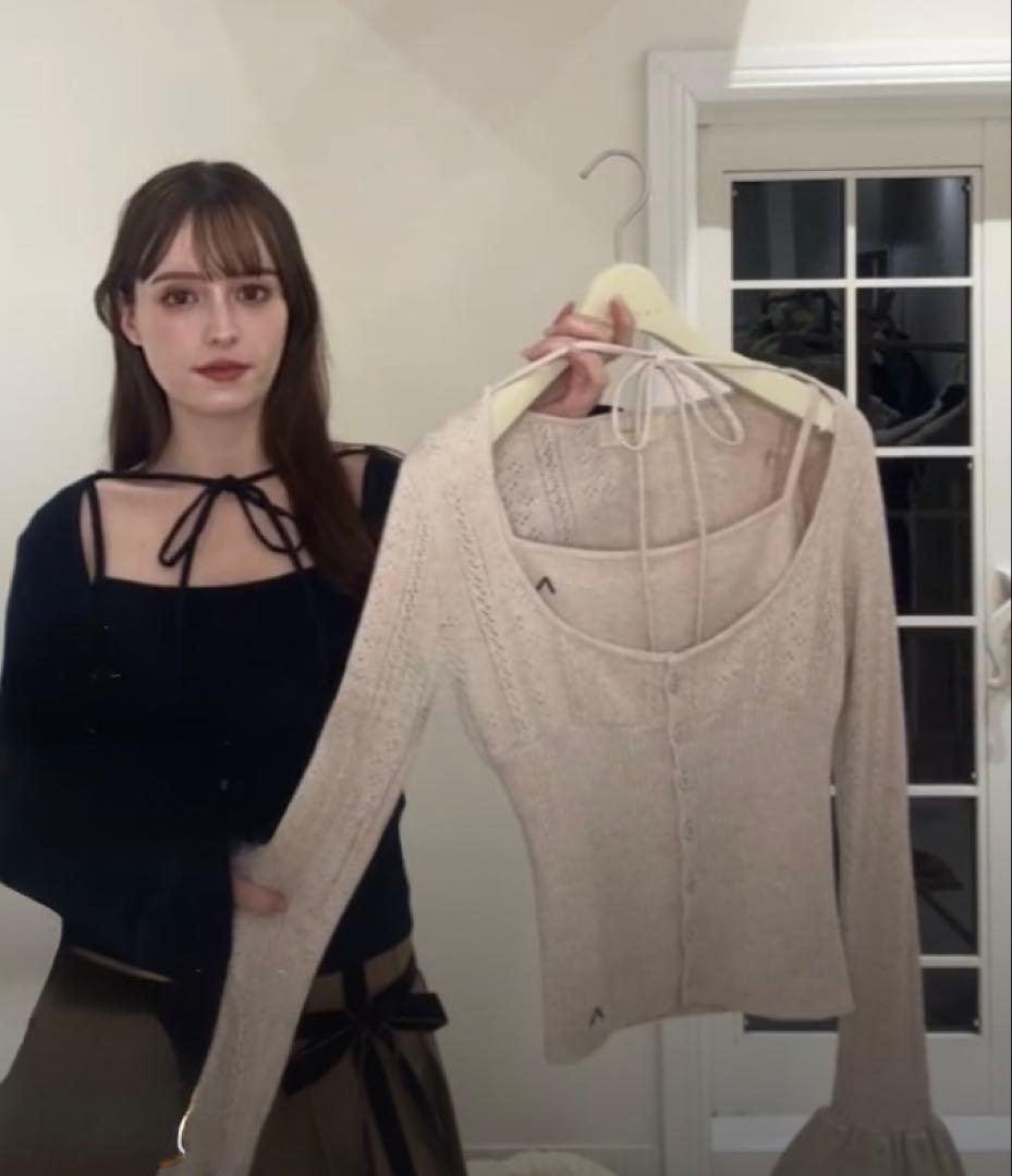 ♡ andmary Raelynn knit tops / beige