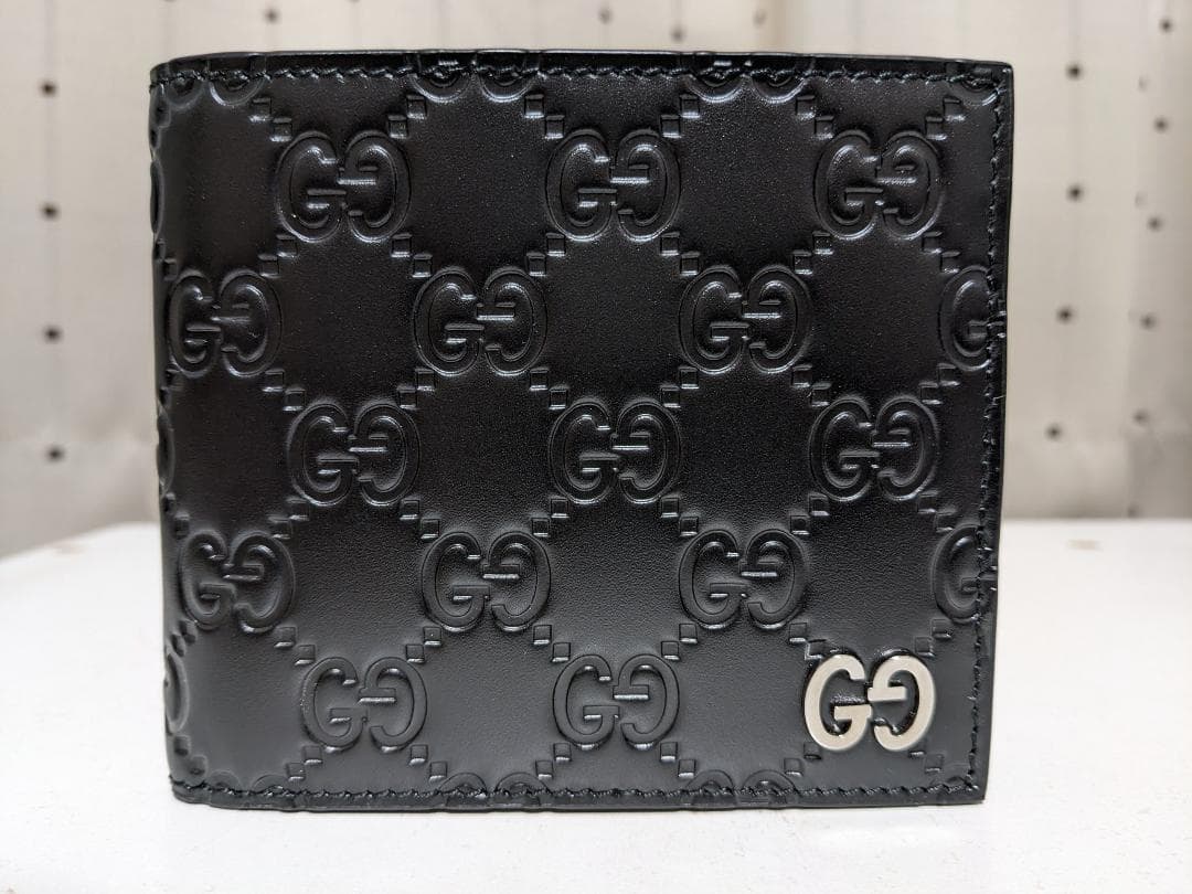未使用品 グッチ グッチシマ ダブルG 473922 小銭入れ付き 二つ折り財布