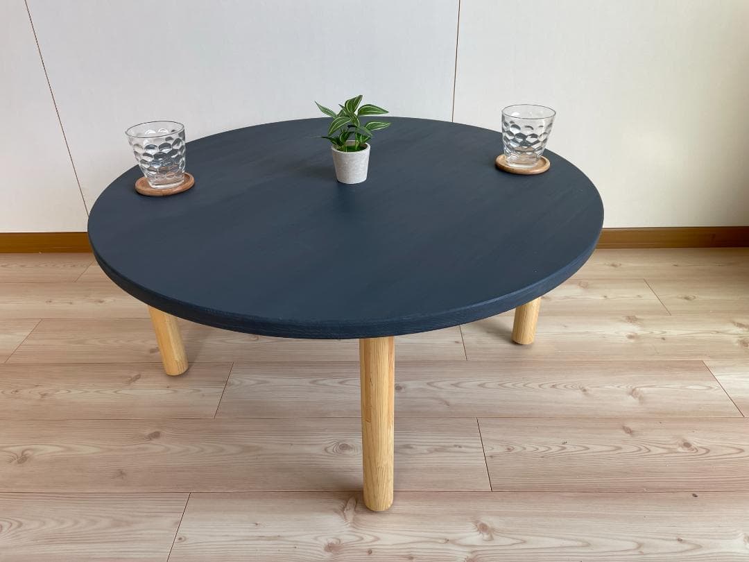 【サイズオーダー可】家具職人が造る丸型テーブル・ディキシーブルー