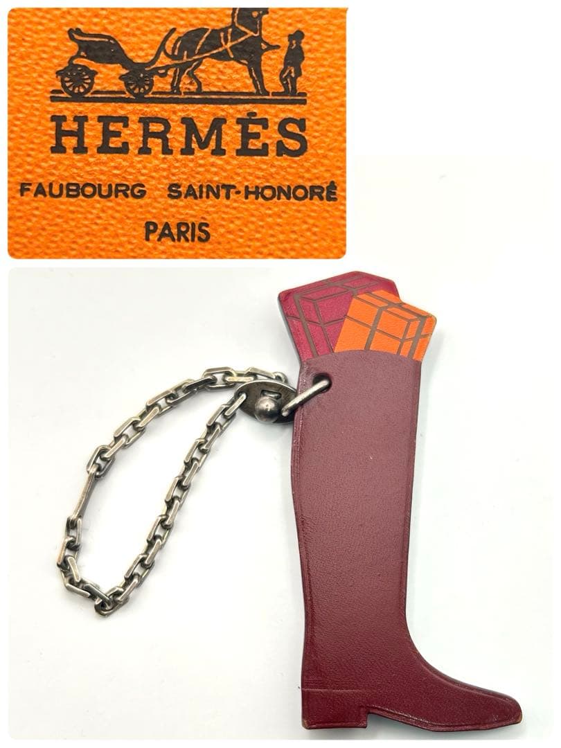 エルメス　Hermès　赤 ブーツ　靴　くつ　キーホルダー