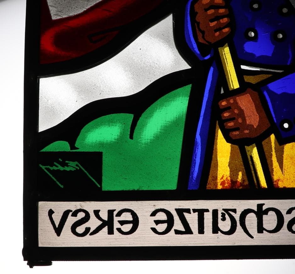 ライフルを持ったハンター スイス製 ヴィンテージステンドグラス ハンタークラブ