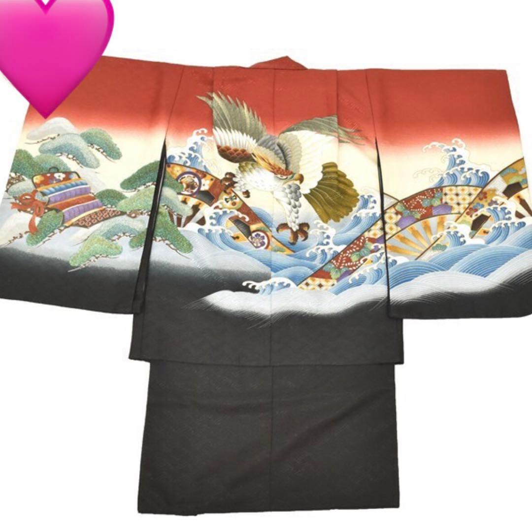 七五三五歳‼️完全️フルセット美品❤️新作黒×赤鷹煌びやか❤️家からは一切なし