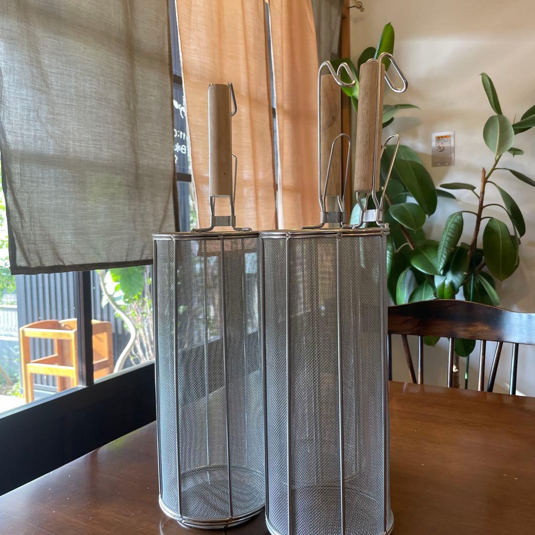 【3点セット】業務用　木柄　てぼ　バスタ　スパゲッティ　φ110×H300