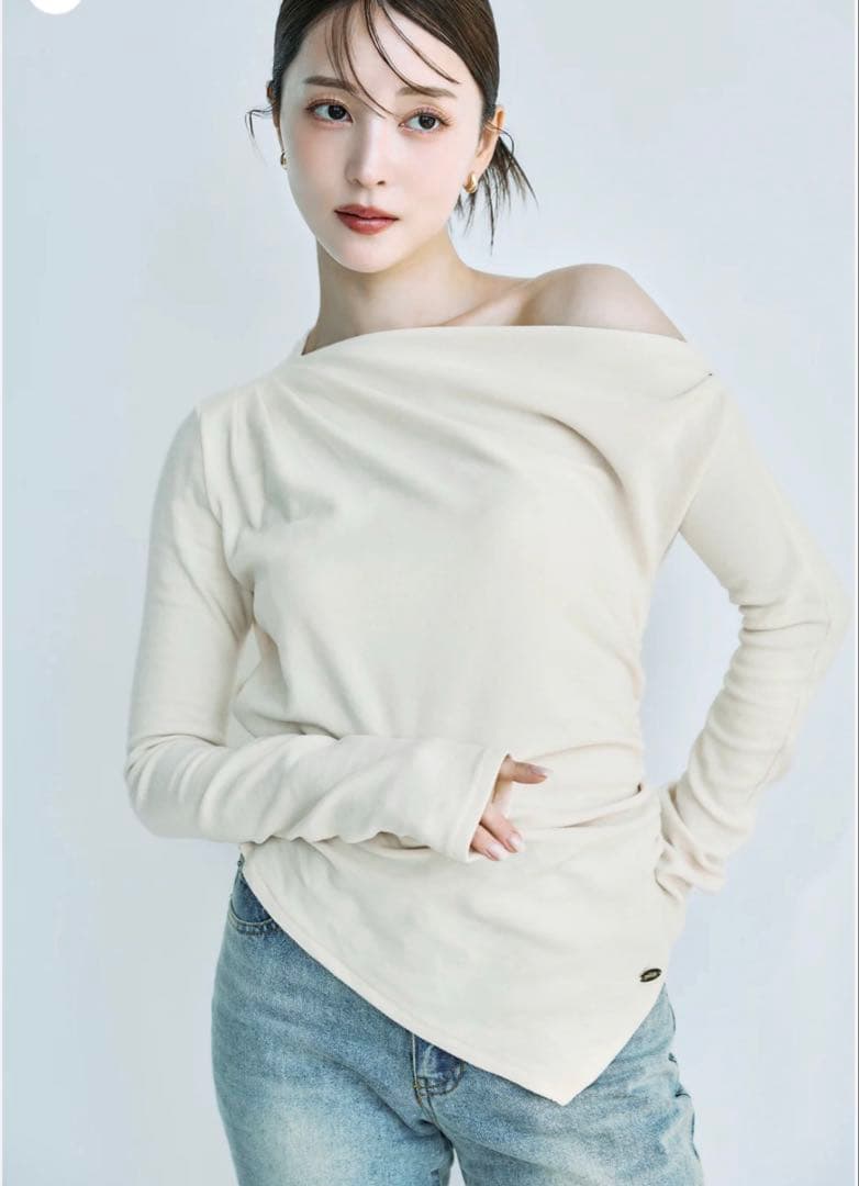 polaura アシンメトリードレープロングスリーブトップス