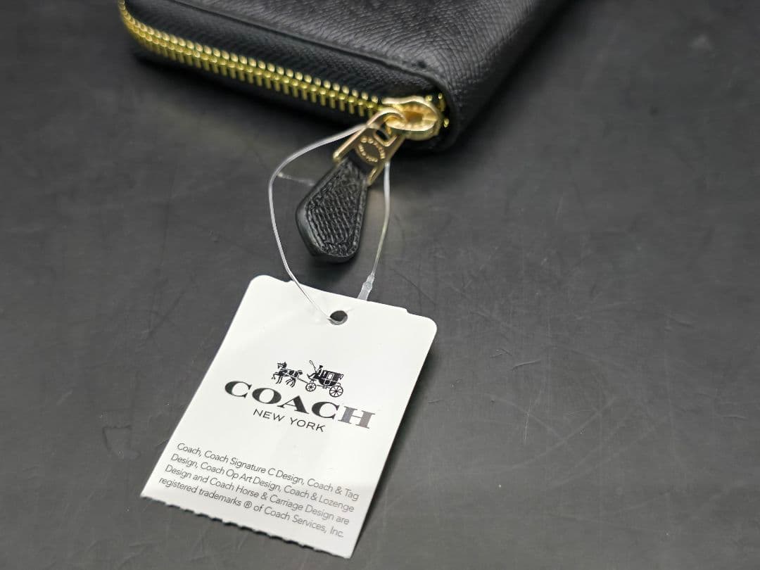 最終値下げ 未使用 コーチ COACH 長財布 黒 レザー ラウンドファスナー
