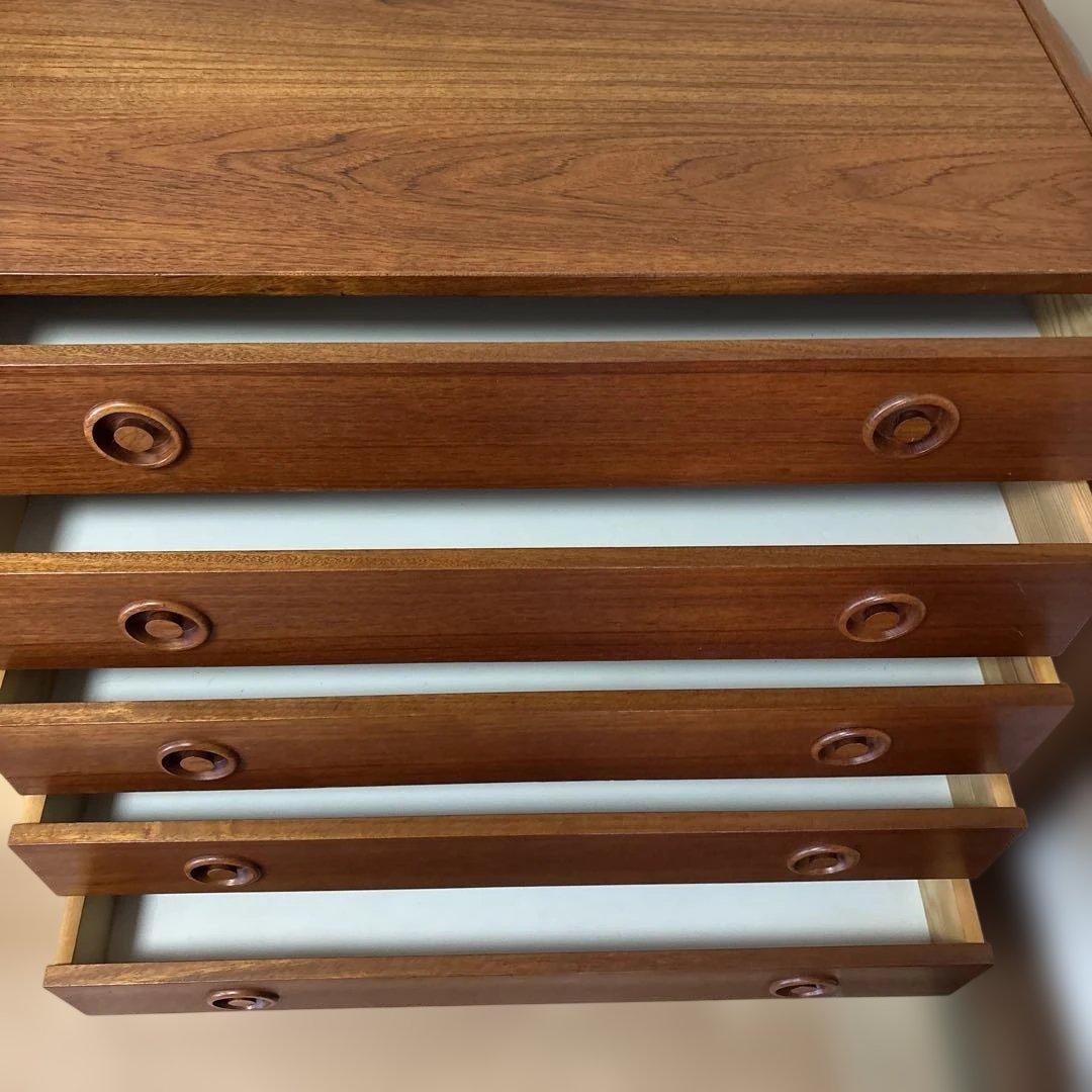 デンマーク製　北欧ヴィンテージ チーク材　5段チェスト
