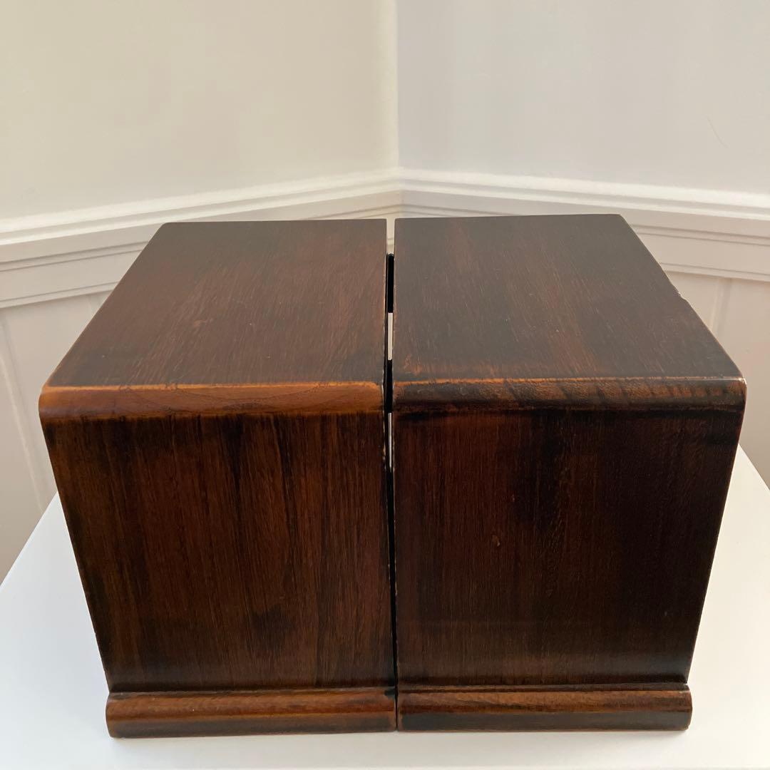 ダークブラウン木製折りたたみ式小物収納引き出し4個