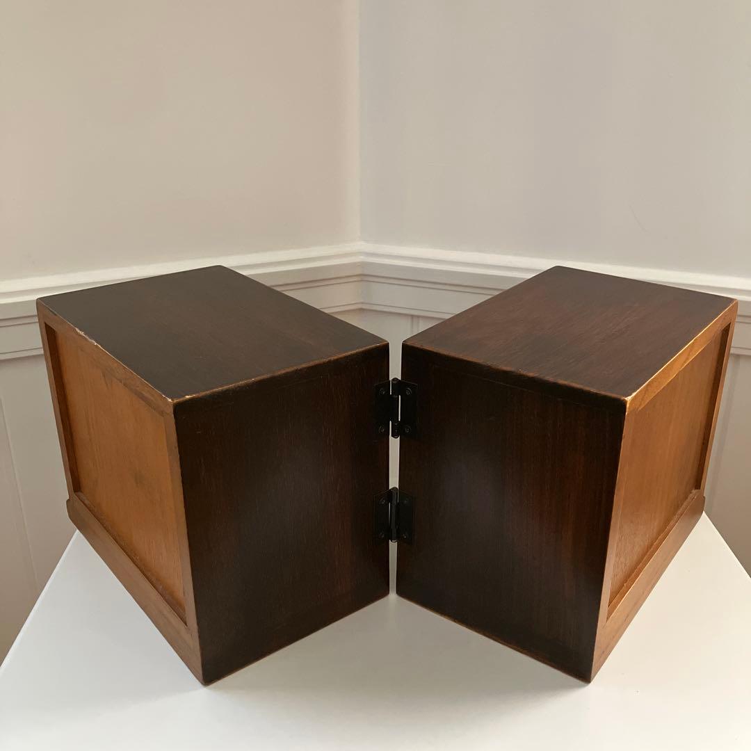 ダークブラウン木製折りたたみ式小物収納引き出し4個