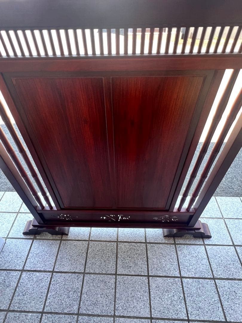 唐木 衝立 ついたて 透かし彫り インテリア アンティーク 目隠し 仕切り板