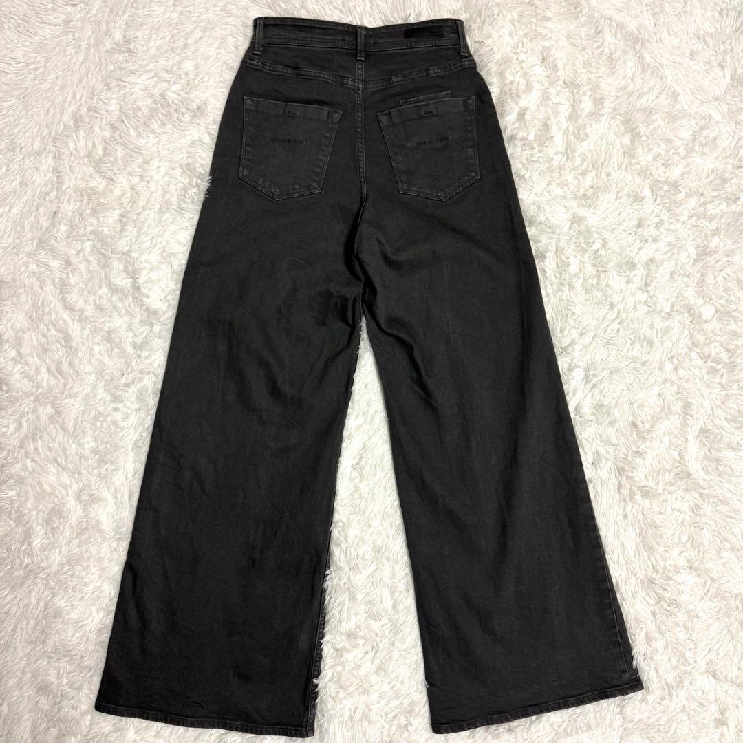 YANUK ヤヌーク ワイド フレア デニム 26 ブラック グレー