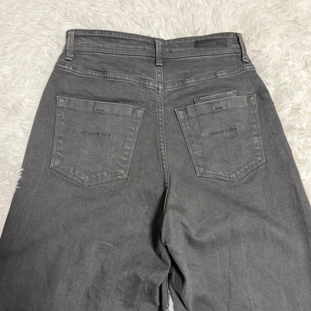 YANUK ヤヌーク ワイド フレア デニム 26 ブラック グレー