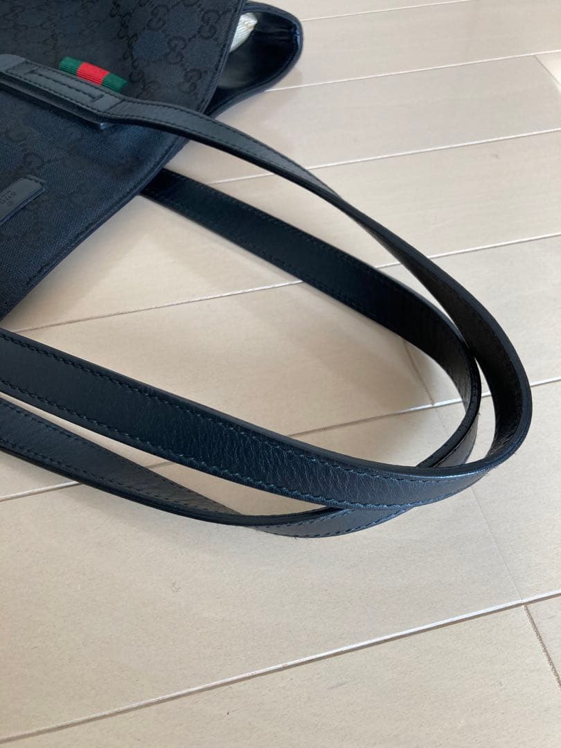 ☆GUCCI☆ 大型トートバック　GG柄　ブラック　キャンパスレザー