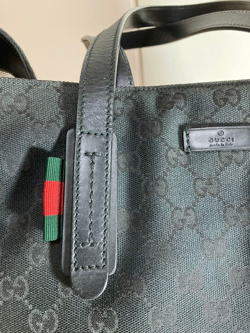☆GUCCI☆ 大型トートバック　GG柄　ブラック　キャンパスレザー