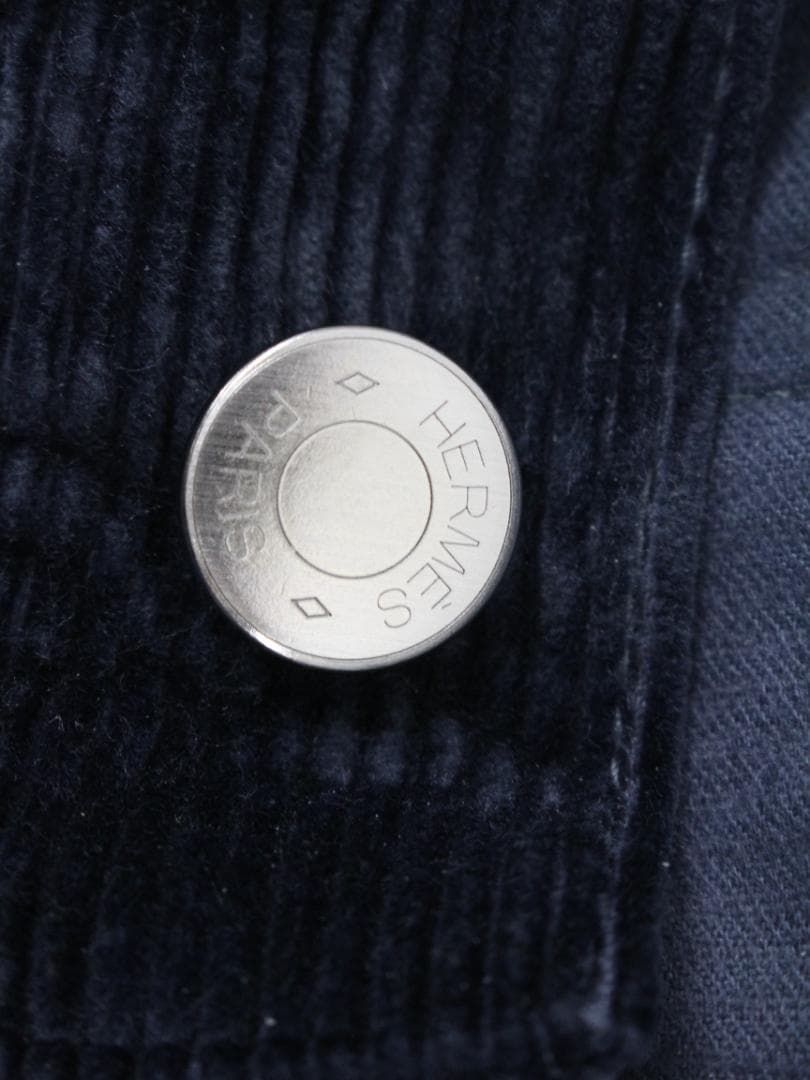 ▲HERMESエルメス コーデュロイ セリエボタン ボタンホックパンツ ブルー系