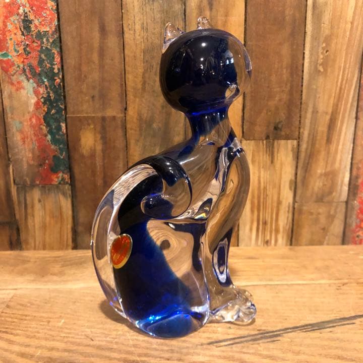 ビンテージ　ベネチアンガラス　Murano  ムラノ　イタリア　猫ネコ② 古道具