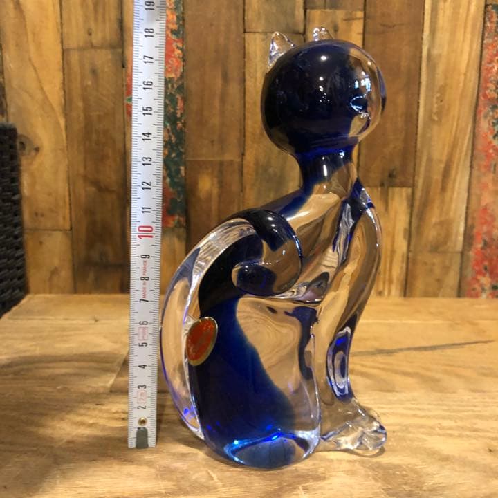 ビンテージ　ベネチアンガラス　Murano  ムラノ　イタリア　猫ネコ② 古道具