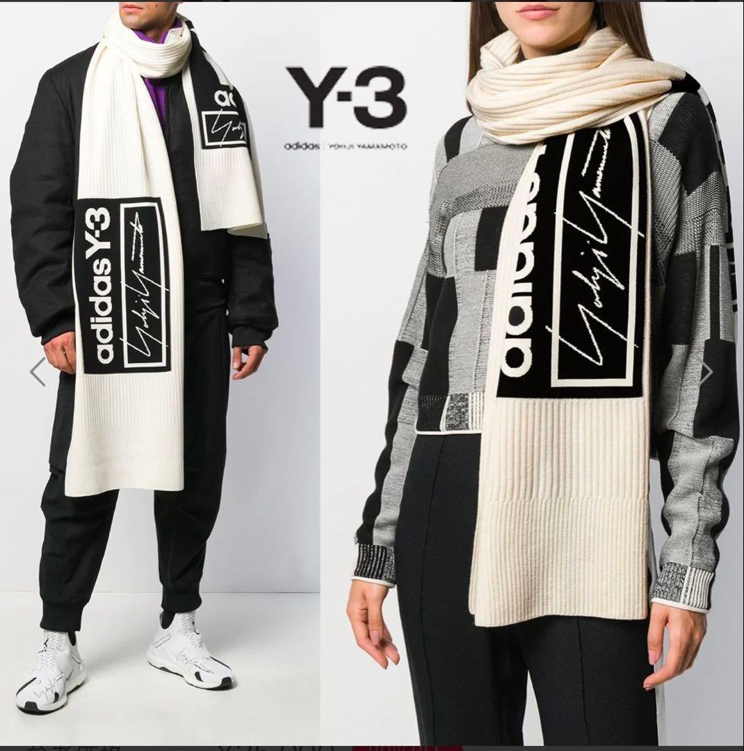 Y-3　LOGO SCARFワイスリー　ロゴスカーフ　リブニットマフラーストール