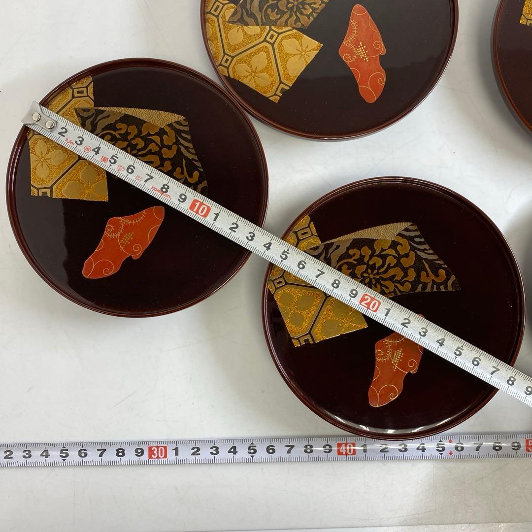 大下香仙 古代裂 蒔絵 銘々皿 共箱 w13.3cm 東キ8-0124①