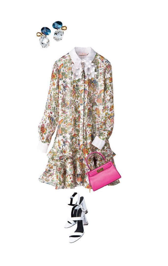 お値下げ　TORRYBURCH 花柄　シルクワンピース　トリーバーチ　襟付き