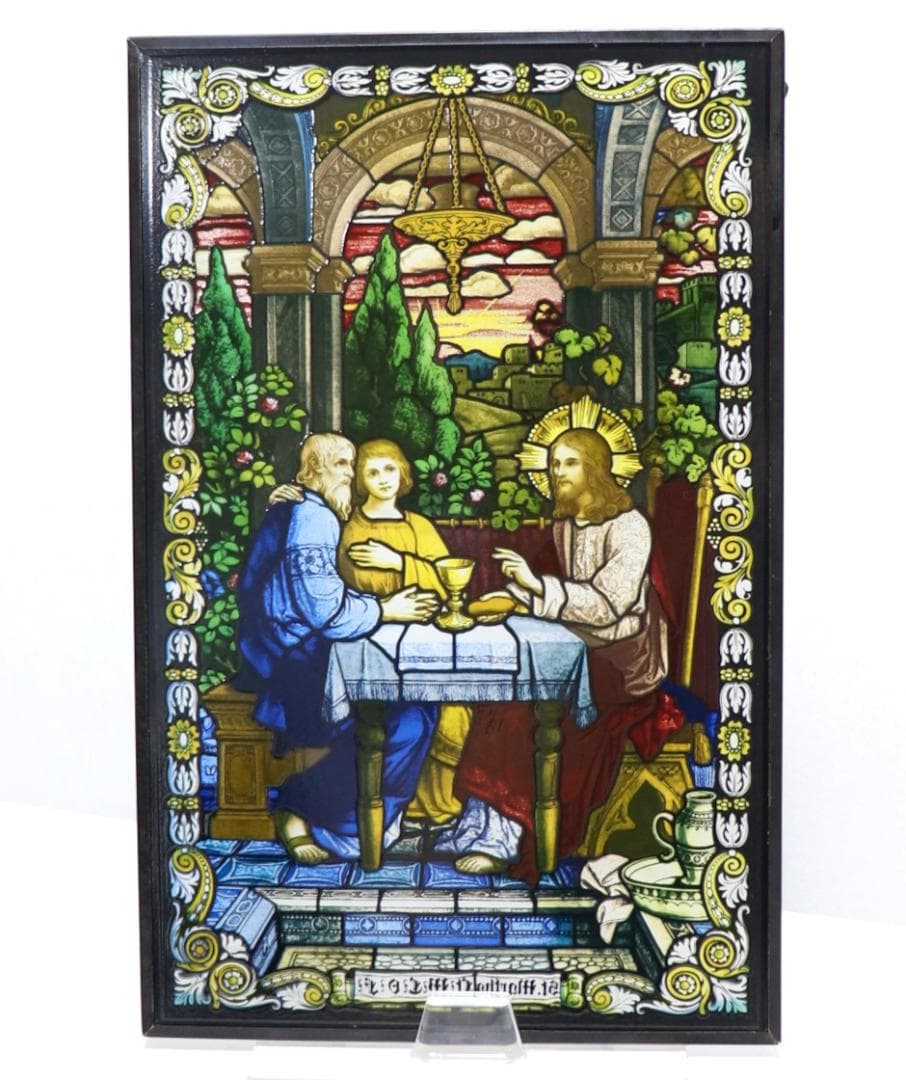 古代ローマの神殿のイエス・キリスト ヴィンテージ ステンドグラス 絵画 宗教画