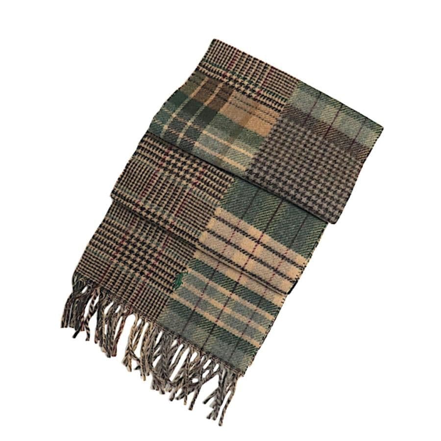 POLO RALPH LAURENパッチワークチェックウールブレンド マフラー