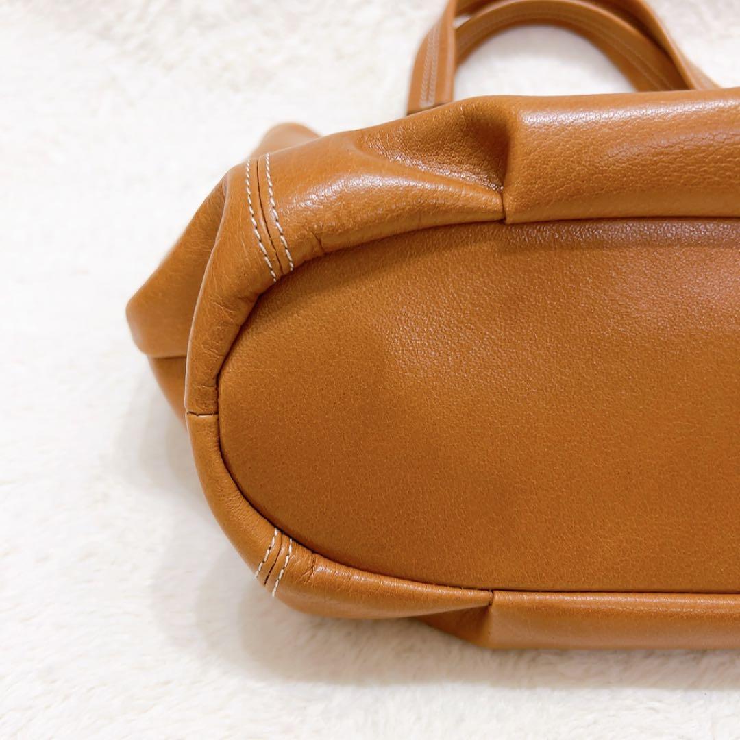 美品 kitamura キタムラ トートバッグ ハンド キャメル レザー 本革