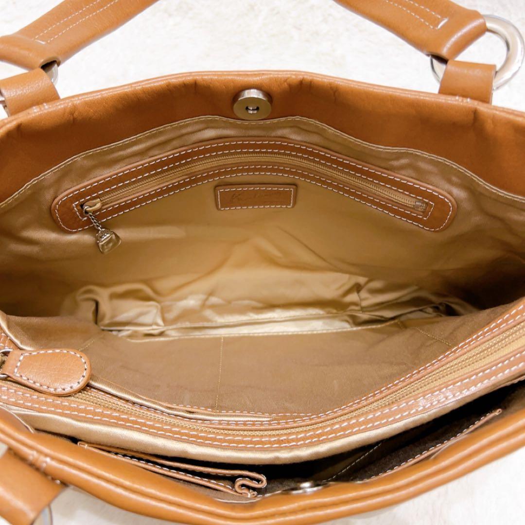 美品 kitamura キタムラ トートバッグ ハンド キャメル レザー 本革
