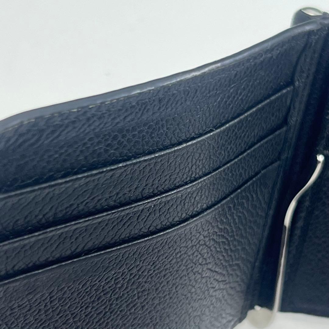 PRADA マネークリップ付き レザー シルバー金具 カードケース 財布0564