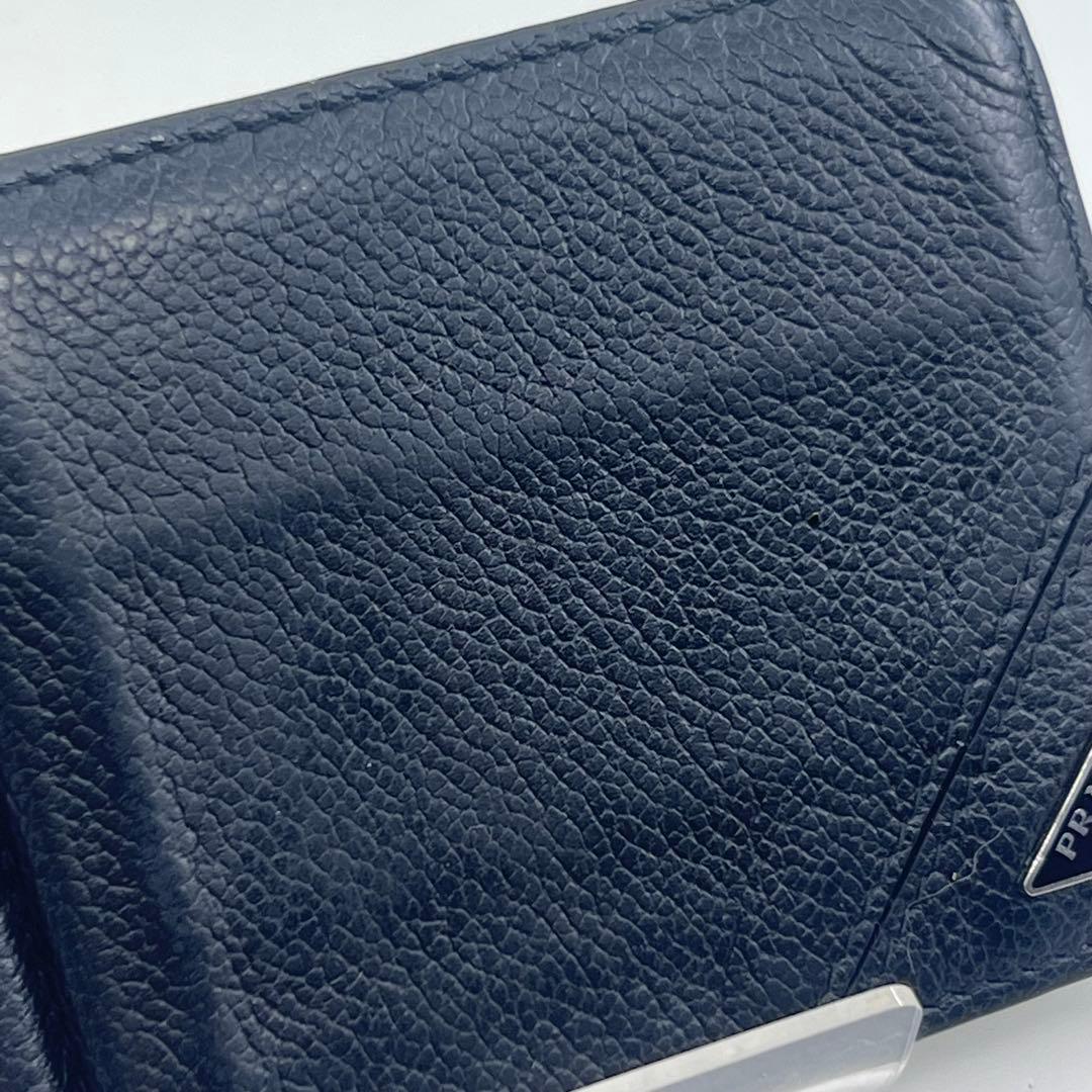 PRADA マネークリップ付き レザー シルバー金具 カードケース 財布0564