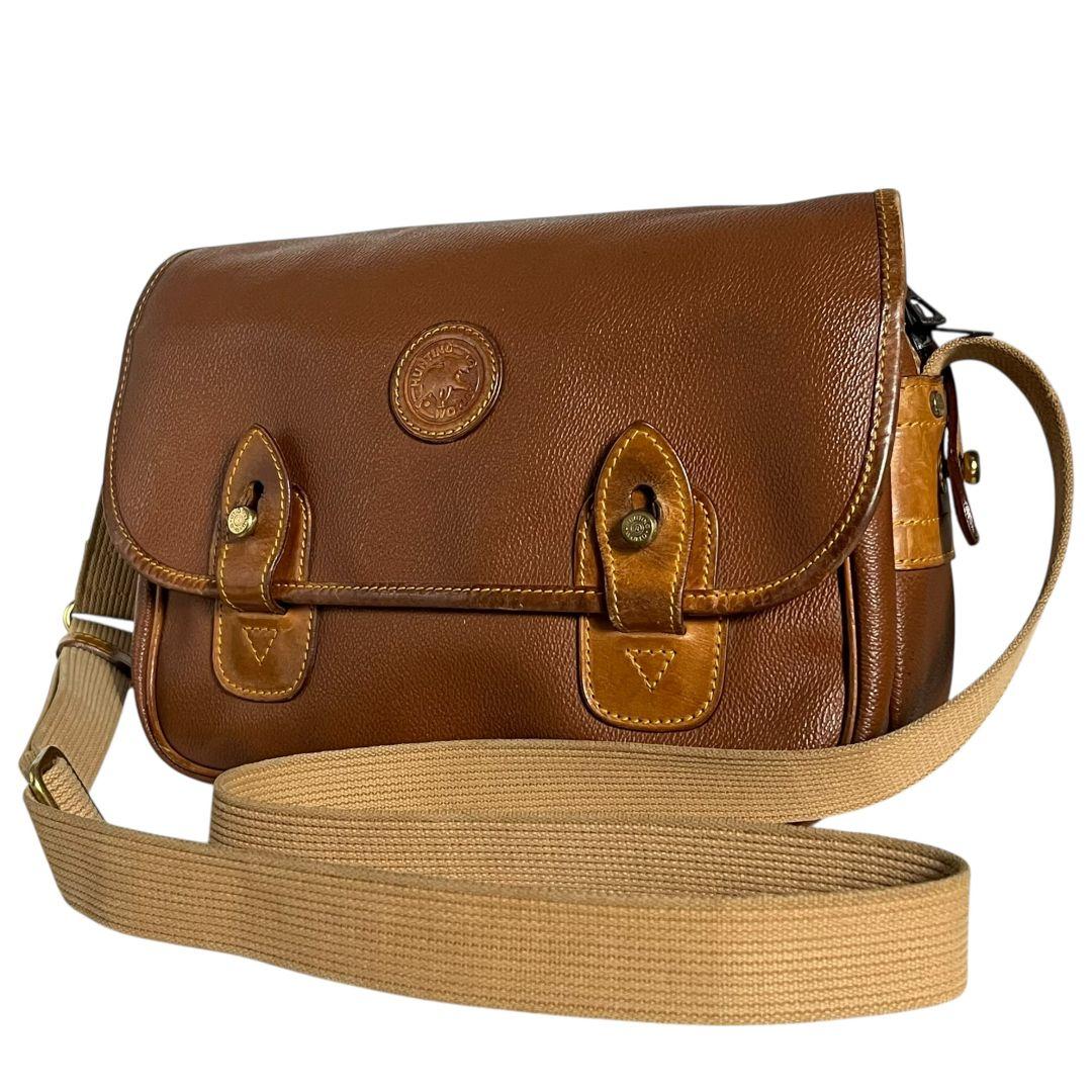 【 良品 】 ハンティングワールド　メッセンジャーバッグ　フラップベルト　レザー