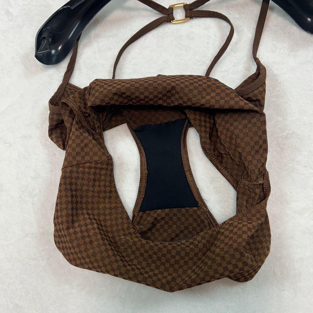 I523 美品 M ルイヴィトン ワンピース水着 ブラウン レディース