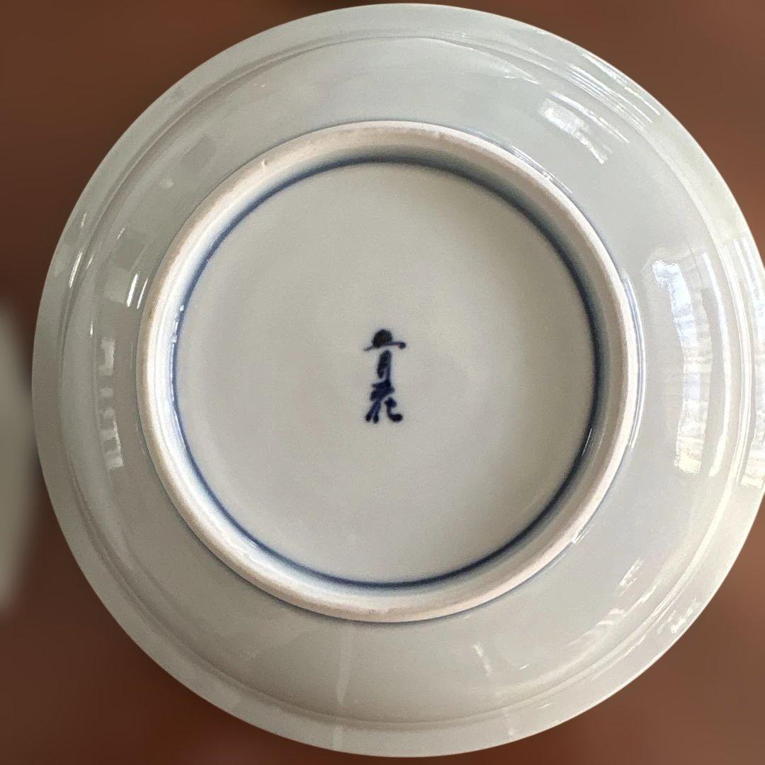 有田焼　しん窯青花　長崎紋玉渕スープ皿4枚セット