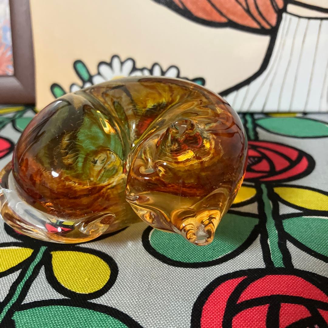 ☆ペーパーウエイト　ねこ　ガラス☆