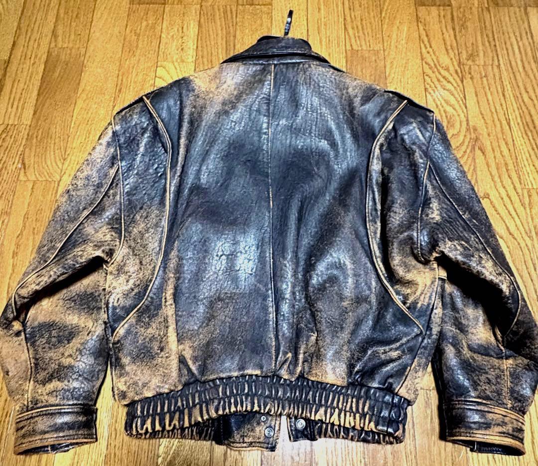 雰囲気抜群‼️羊本革短丈ライダースジャケット　革ジャン　レザージャケット