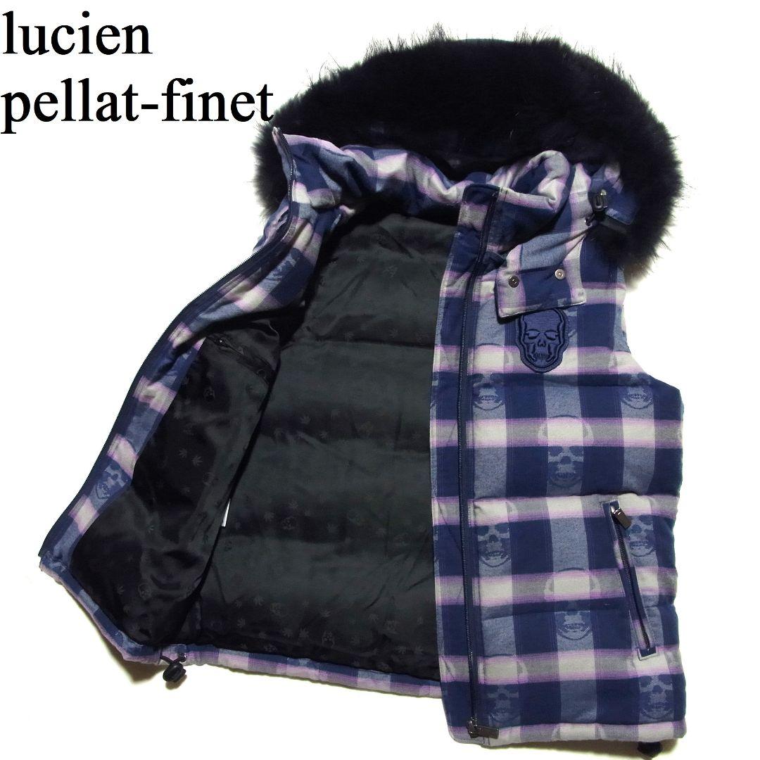 定価28万 ルシアンペラフィネ カシミヤ混 スカルチェック ファー ダウンベスト
