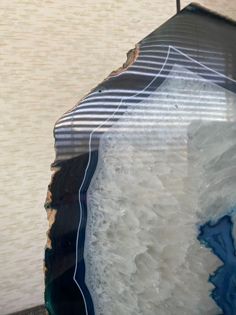 瑪瑙　パワーストーン　特大　天然石　台座付　ブルー　メノウ　水晶