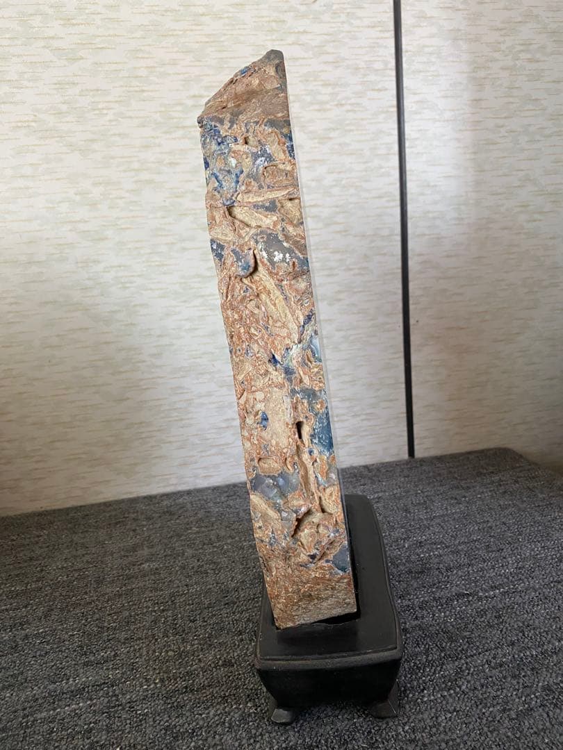 瑪瑙　パワーストーン　特大　天然石　台座付　ブルー　メノウ　水晶