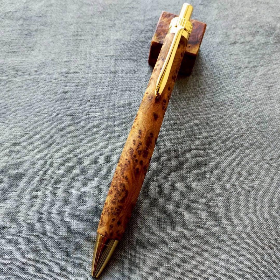 特上　台湾紅檜瘤　ハンドメイド　木軸ボールペン　G2　天然木　ゴールド