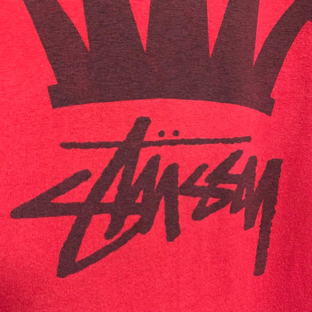 80s 前期 STUSSY USA製 黒タグ ビッグ クラウン ロゴ ロンT L