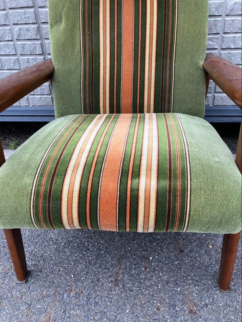 オールドカリモク 　Kチェア　ストライプ　1シーター