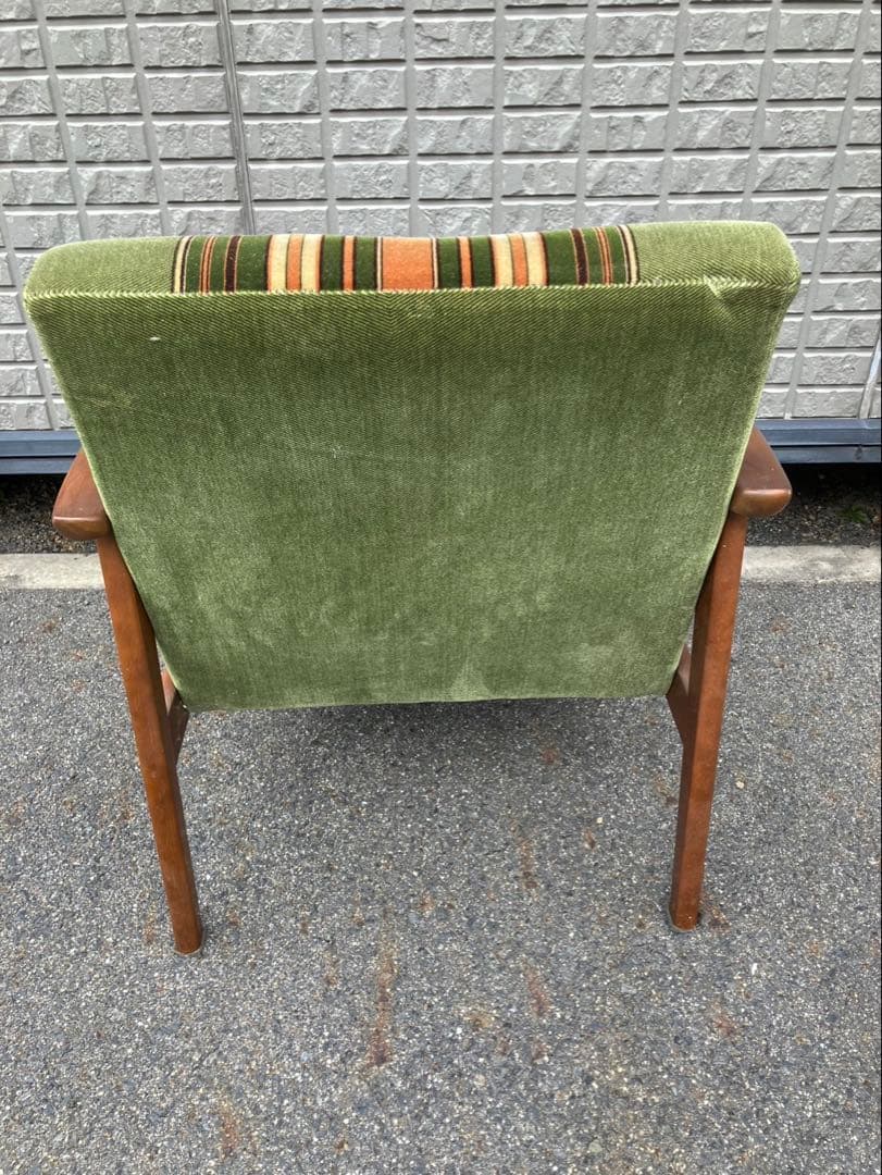 オールドカリモク 　Kチェア　ストライプ　1シーター