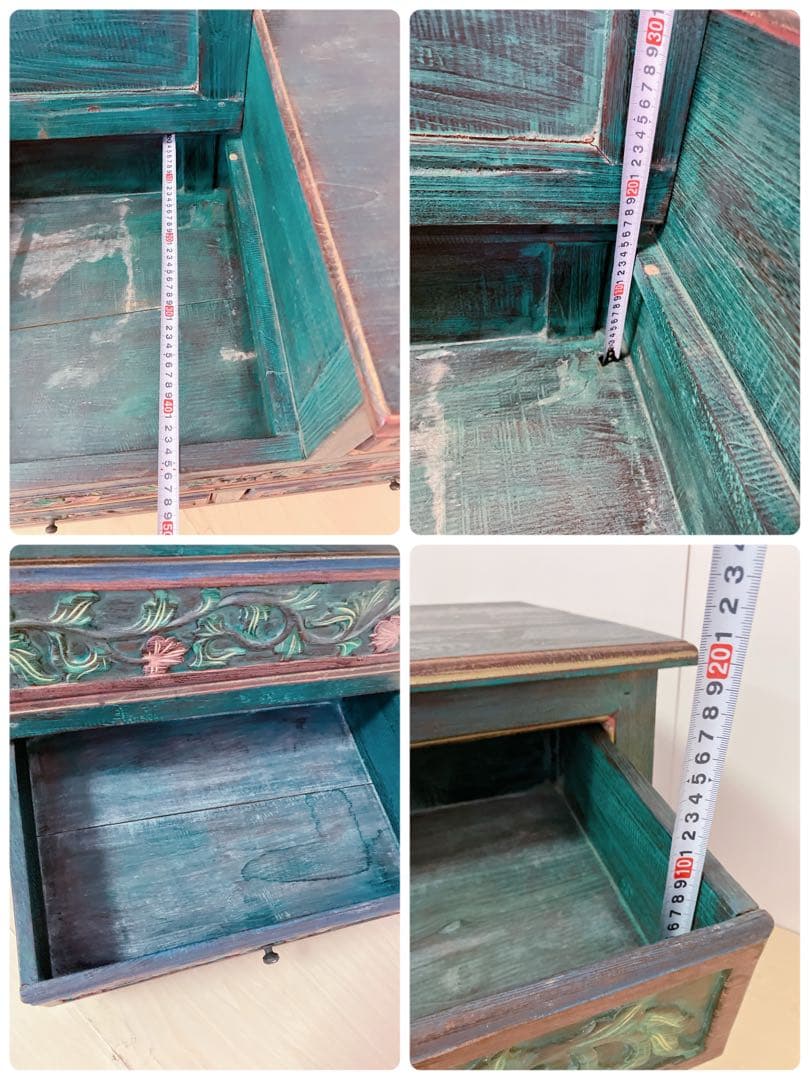 彫刻　アンティーク　木製　チェスト　ベンチ　飾り棚　インドネシア家具　アジア家具