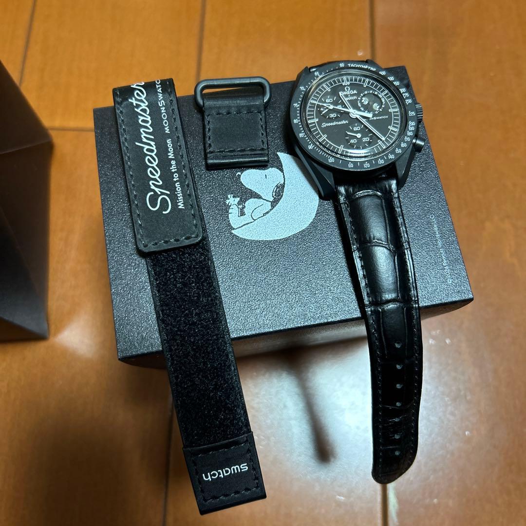 Swatch MISSION TO THE MOONPHASEスヌーピー黒オメガ