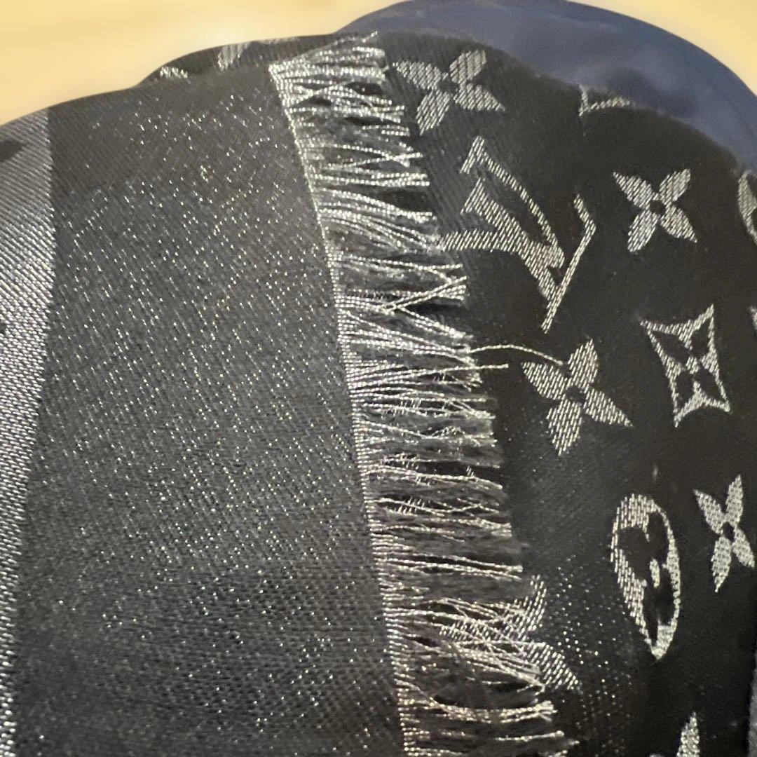 ルイヴィトン　ショール・モノグラム シャイン　黒シルバー　リバーシブル